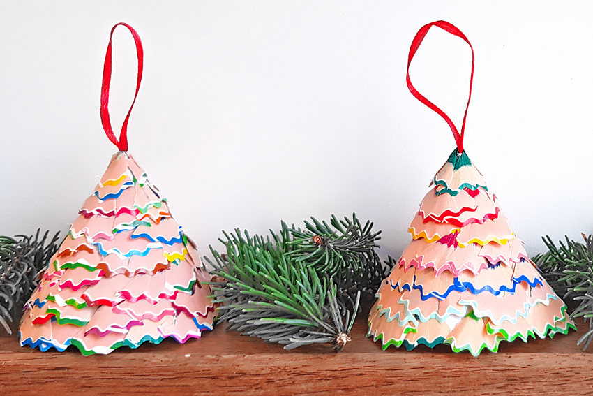 Illustration DIY Sapin avec taillures de crayons